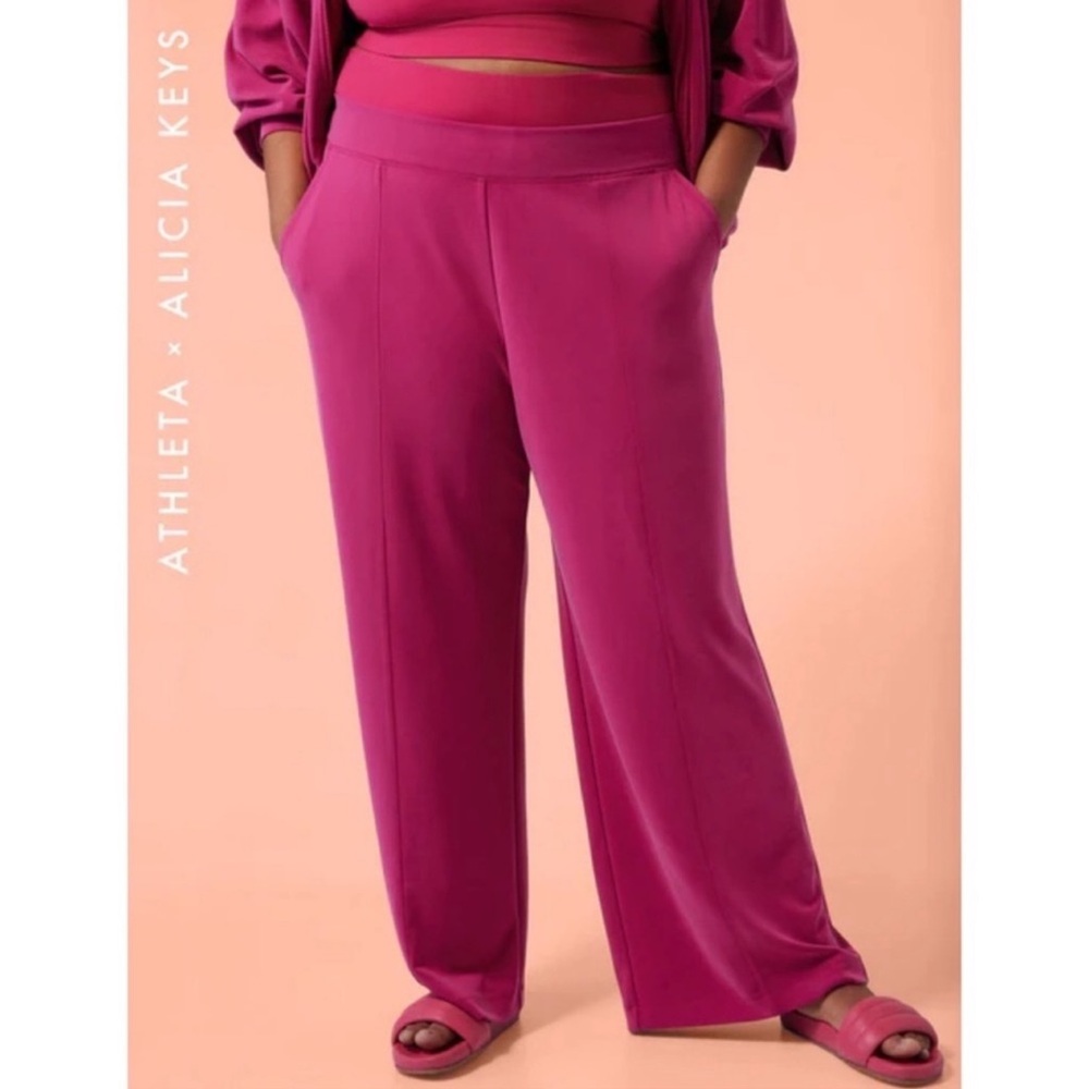 Athleta x Alicia Keys Seasoft Modal Blend Wide Leg Pants Size 2X Fuschia